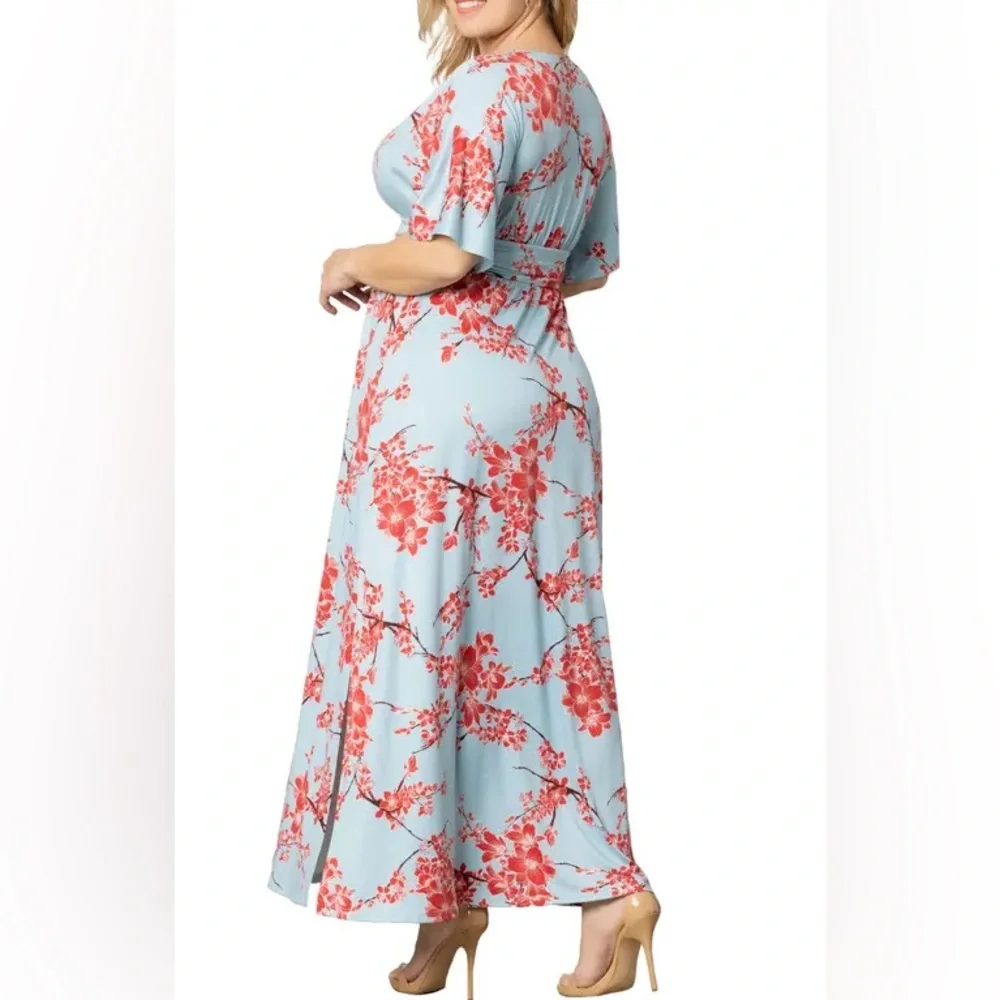 Kiyonna Vienna Maxi Dress 3X Cherry Blossom Print NWT - Picture 13 of 14